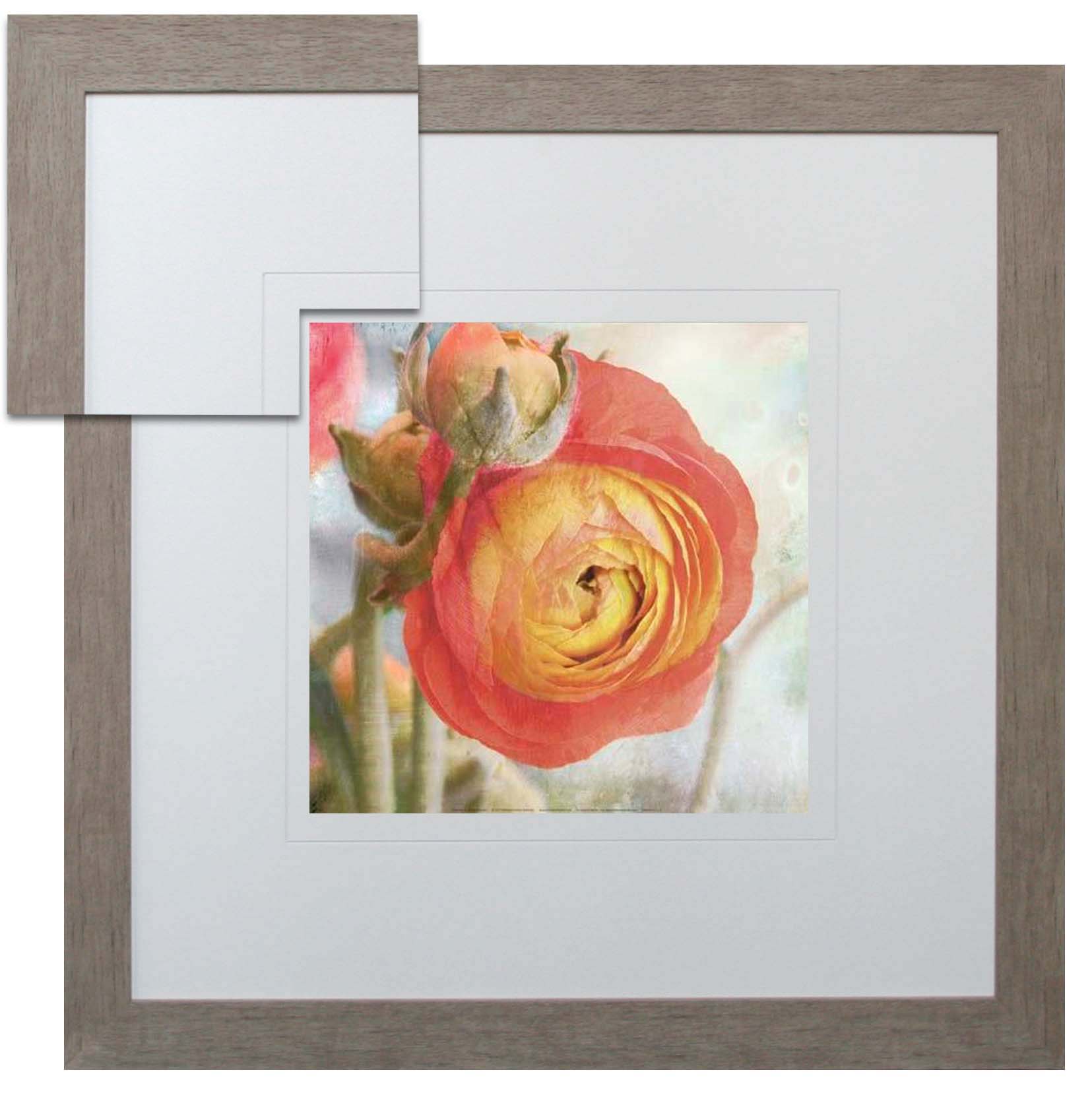FP202C Wall décor art framed print floral light grey frame